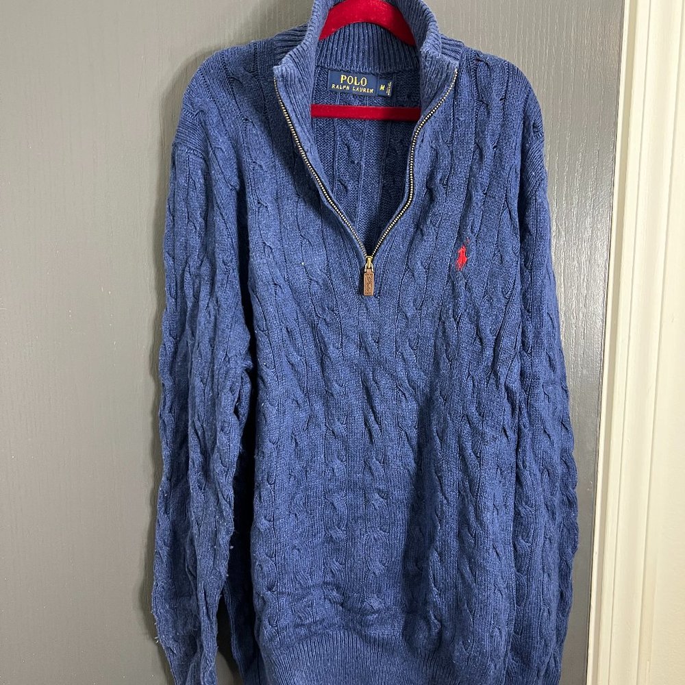 Ralph Lauren Zip-Up Sweater (Blue, Medium)